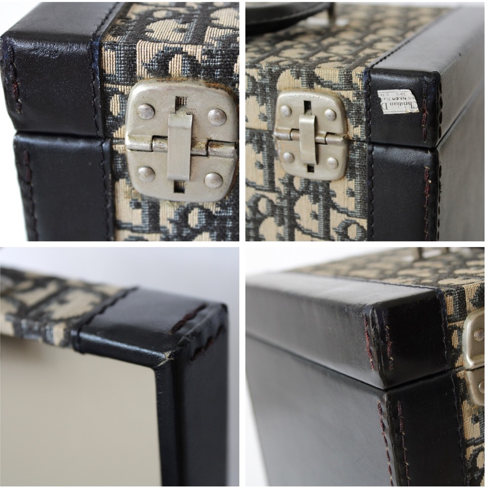 1970s Christian Dior Vanity Train Case Iconic Oblique Canvas with Keys & Tag - Picture 14 of 16